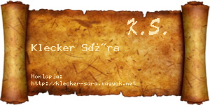 Klecker Sára névjegykártya